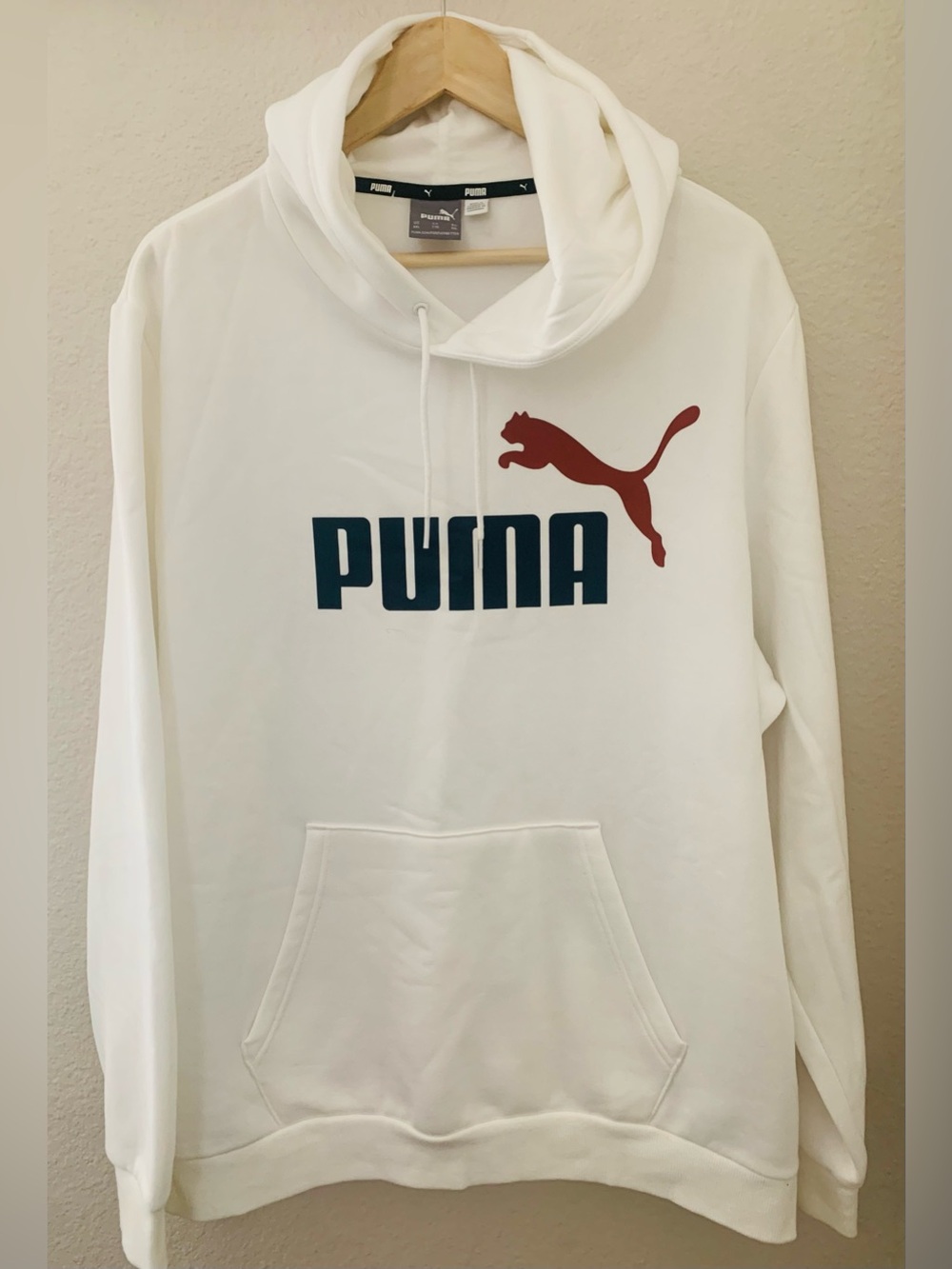 Puma White Logo Hoodie - Men's Pullover Sweatshirt NWOT